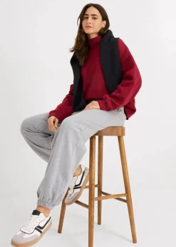 bonprix Basics|Sweat^Jogginghose mit hohem Bund hellgrau meliert meliert