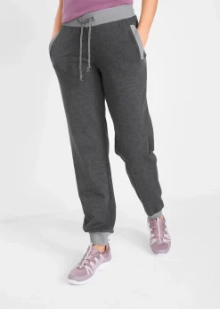 bonprix Bekleidung·Blusen & Tuniken|Bekleidung·Kleider^Jogginghose mit Kontrastbündchen schwarz meliert
