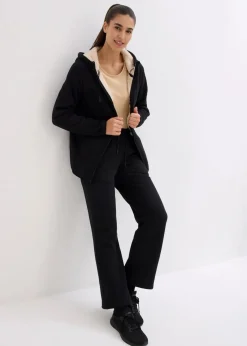 bonprix Bekleidung·Blusen & Tuniken|Bekleidung·Kleider^Jogginghose mit Teddyfleece-Futter, weit geschnitten schwarz