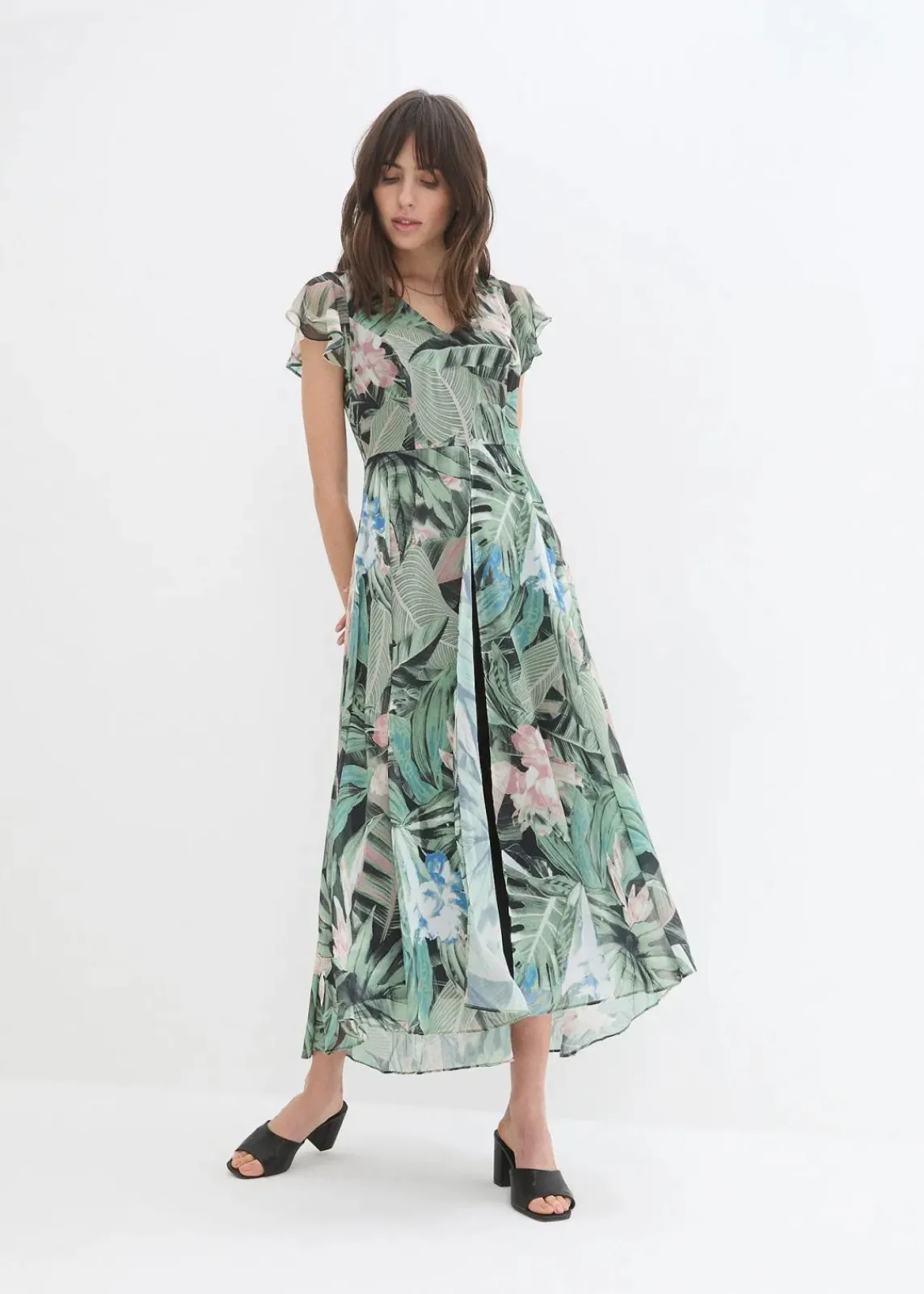 bonprix Bekleidung·Homewear|Jumpsuits^Jumpsuit dunkeloliv/schwarz bedruckt