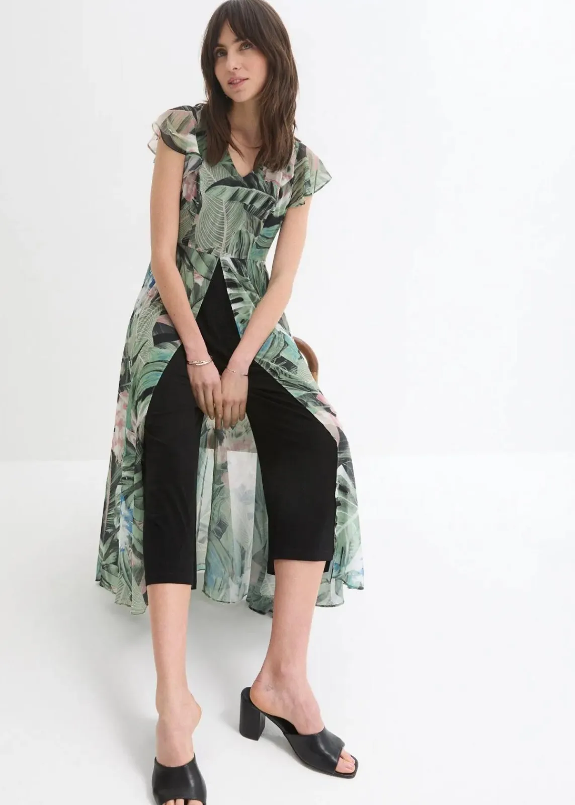 bonprix Bekleidung·Homewear|Jumpsuits^Jumpsuit dunkeloliv/schwarz bedruckt