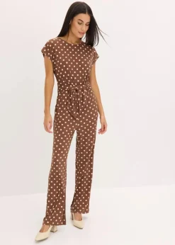 bonprix Bekleidung·Homewear|Jumpsuits^Jumpsuit hellbraun/sandbeige gepunktet