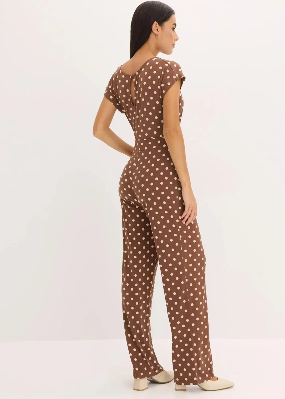 bonprix Bekleidung·Homewear|Jumpsuits^Jumpsuit hellbraun/sandbeige gepunktet