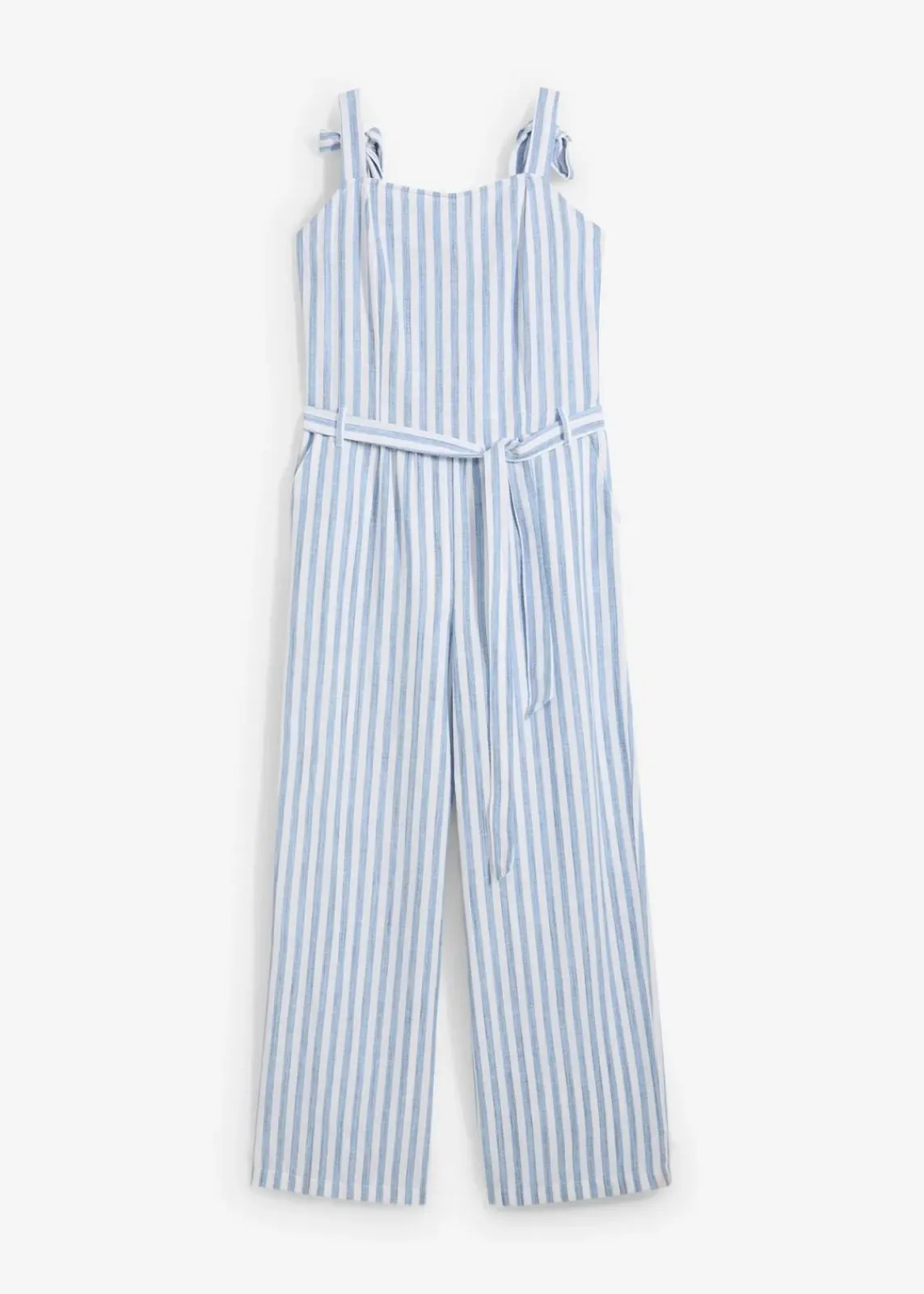 bonprix Jumpsuits^Jumpsuit aus Baumwoll-Leinen Mix blau/weiß längs gestreift