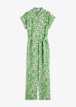 bonprix Bekleidung·Homewear|Jumpsuits^Jumpsuit aus fließendem Viskose-Mix kleegrün bedruckt