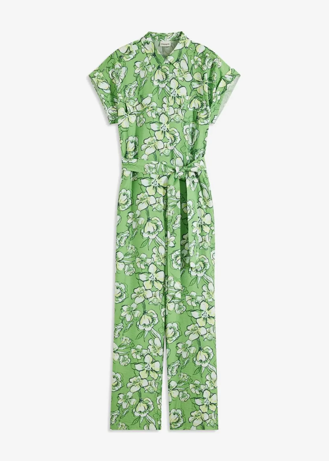 bonprix Bekleidung·Homewear|Jumpsuits^Jumpsuit aus fließendem Viskose-Mix kleegrün bedruckt