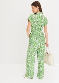 bonprix Bekleidung·Homewear|Jumpsuits^Jumpsuit aus fließendem Viskose-Mix kleegrün bedruckt