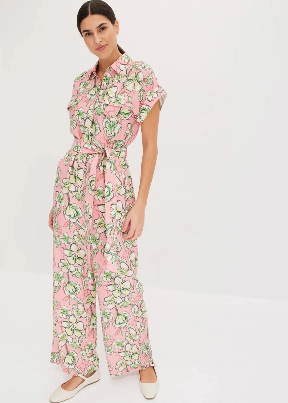 bonprix Jumpsuits|Bekleidung·Homewear^Jumpsuit aus fließendem Viskose-Mix softrosa bedruckt