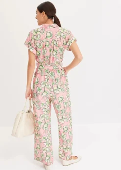 bonprix Jumpsuits|Bekleidung·Homewear^Jumpsuit aus fließendem Viskose-Mix softrosa bedruckt