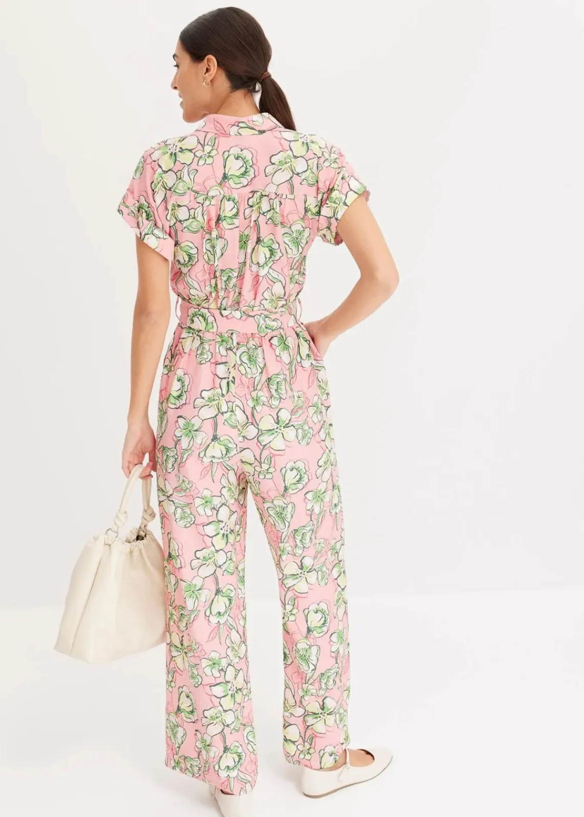 bonprix Jumpsuits|Bekleidung·Homewear^Jumpsuit aus fließendem Viskose-Mix softrosa bedruckt