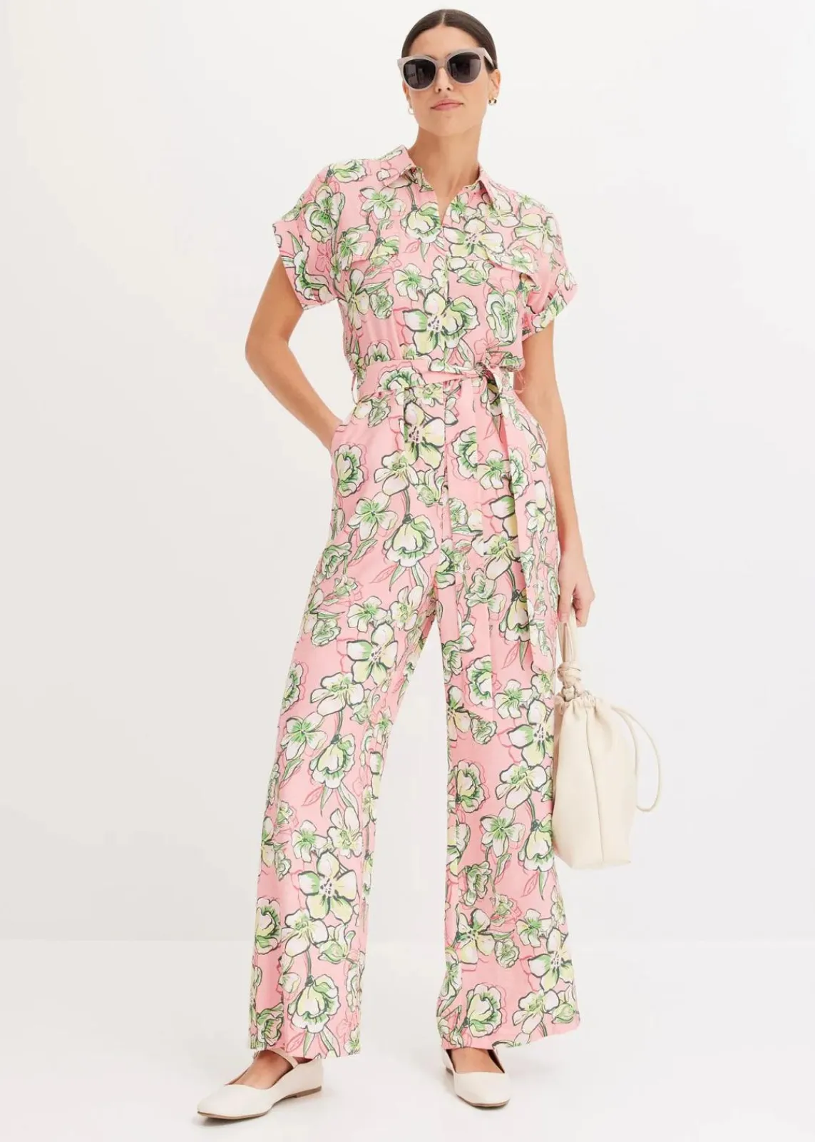 bonprix Jumpsuits|Bekleidung·Homewear^Jumpsuit aus fließendem Viskose-Mix softrosa bedruckt