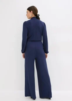 bonprix Jumpsuits|Bekleidung·Homewear^Jumpsuit aus fließendem Viskose-Mix dunkelblau