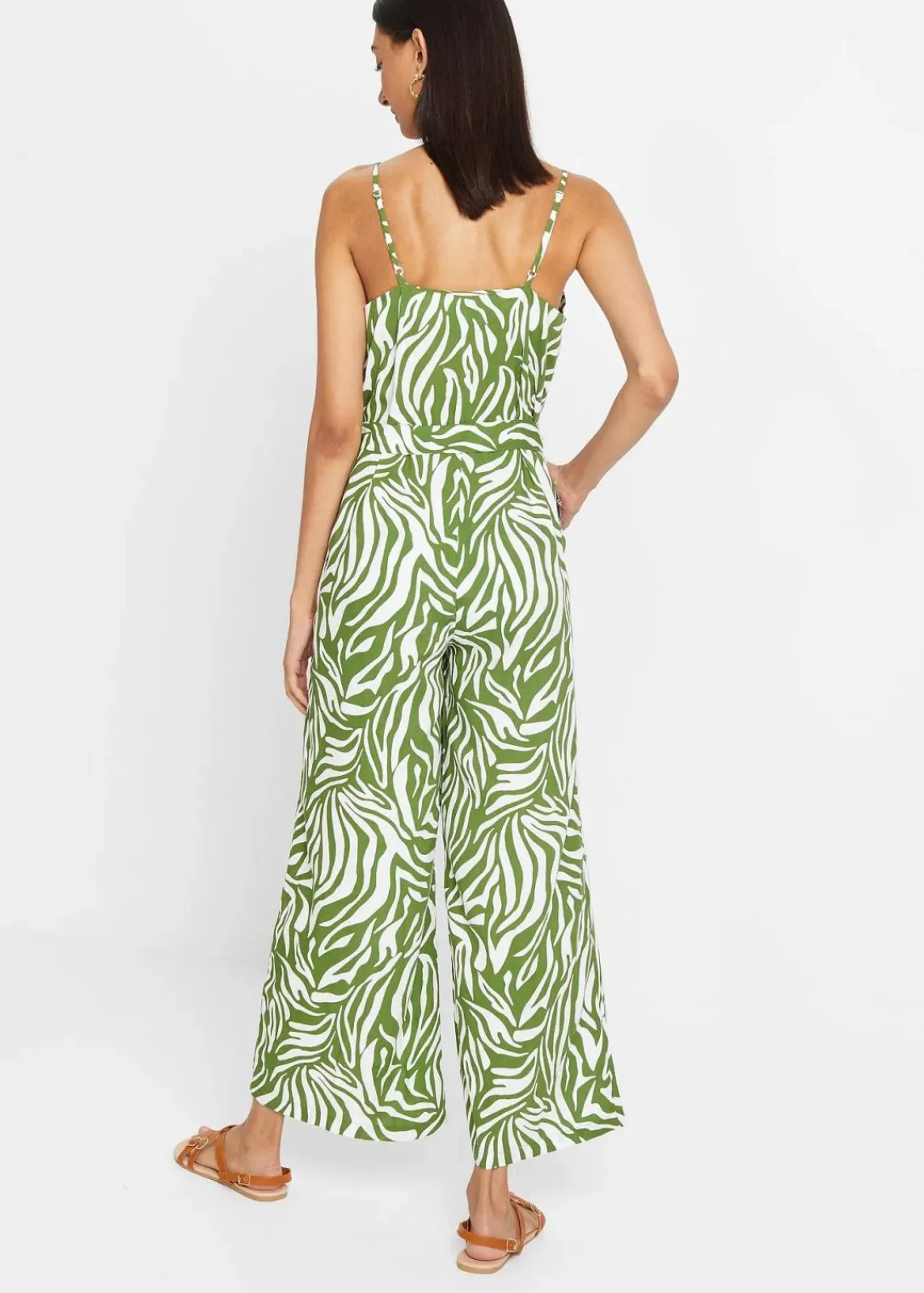 bonprix Bekleidung·Homewear|Jumpsuits^Jumpsuit aus fließender Viskose forstgrün/weiß zebra bedruckt