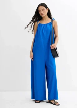bonprix Bekleidung·Homewear|Jumpsuits^Jumpsuit aus leichtem Leinen-Viskose-Mix azurblau