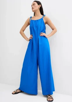 bonprix Bekleidung·Homewear|Jumpsuits^Jumpsuit aus leichtem Leinen-Viskose-Mix azurblau