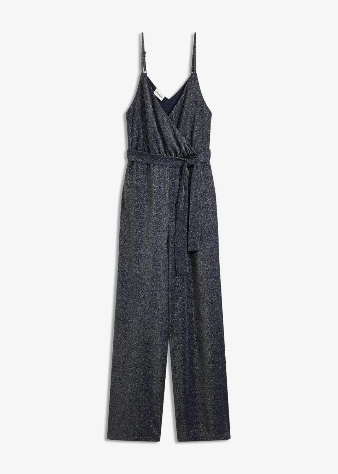 bonprix Jumpsuits^Jumpsuit aus leichter Viskose mit Glitzer dunkelblau/silber