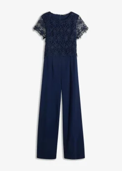 bonprix Festliche Mode|Jumpsuits^Jumpsuit aus softem Scuba mit Spitze dunkelblau