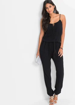 bonprix Bekleidung·Homewear|Jumpsuits^Jumpsuit aus strukturierter Viskose schwarz