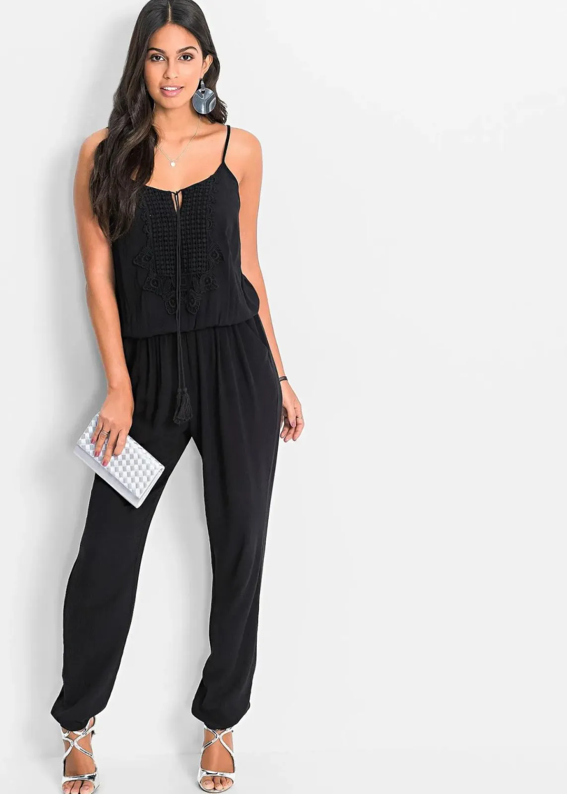 bonprix Bekleidung·Homewear|Jumpsuits^Jumpsuit aus strukturierter Viskose schwarz