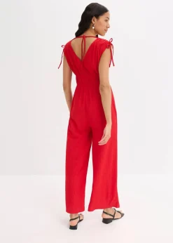 bonprix Nachhaltigere Materialien|Jumpsuits^Jumpsuit aus strukturiertem Crêpe tiefrot