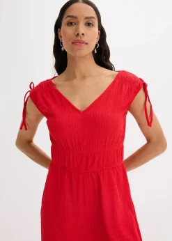 bonprix Nachhaltigere Materialien|Jumpsuits^Jumpsuit aus strukturiertem Crêpe tiefrot