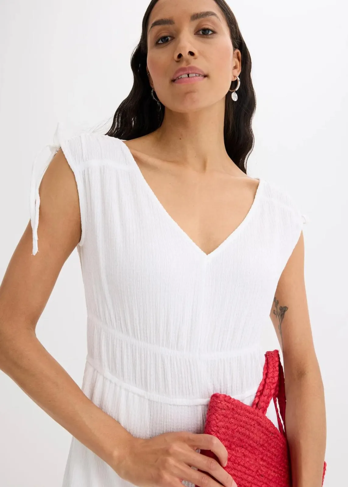 bonprix Bekleidung·Homewear|Jumpsuits^Jumpsuit aus strukturiertem Crêpe weiß