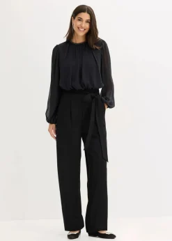 bonprix Bekleidung·Homewear|Jumpsuits^Jumpsuit mit Chiffon und Glitzer schwarz