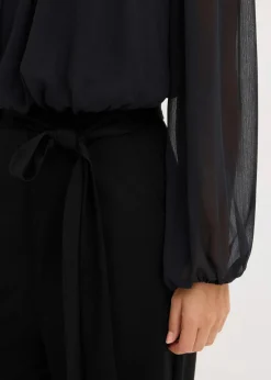 bonprix Bekleidung·Homewear|Jumpsuits^Jumpsuit mit Chiffon und Glitzer schwarz