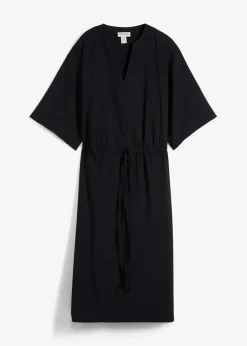 bonprix Bekleidung·Pullover & Strickjacken|Kleider^Kaftan-Kleid aus feiner Viskose schwarz