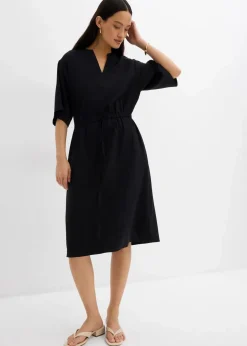 bonprix Bekleidung·Pullover & Strickjacken|Kleider^Kaftan-Kleid aus feiner Viskose schwarz
