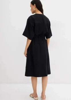 bonprix Bekleidung·Pullover & Strickjacken|Kleider^Kaftan-Kleid aus feiner Viskose schwarz