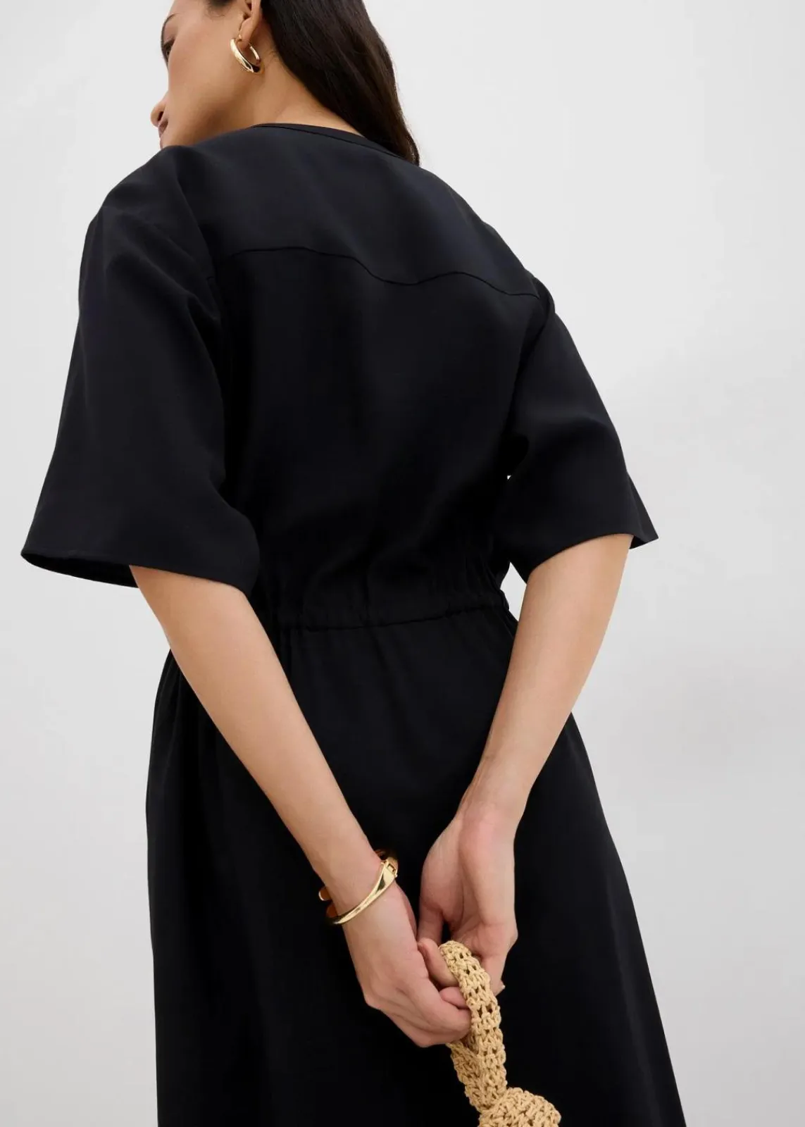 bonprix Bekleidung·Pullover & Strickjacken|Kleider^Kaftan-Kleid aus feiner Viskose schwarz