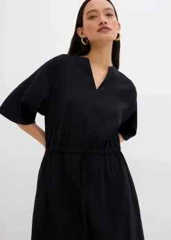 bonprix Bekleidung·Pullover & Strickjacken|Kleider^Kaftan-Kleid aus feiner Viskose schwarz