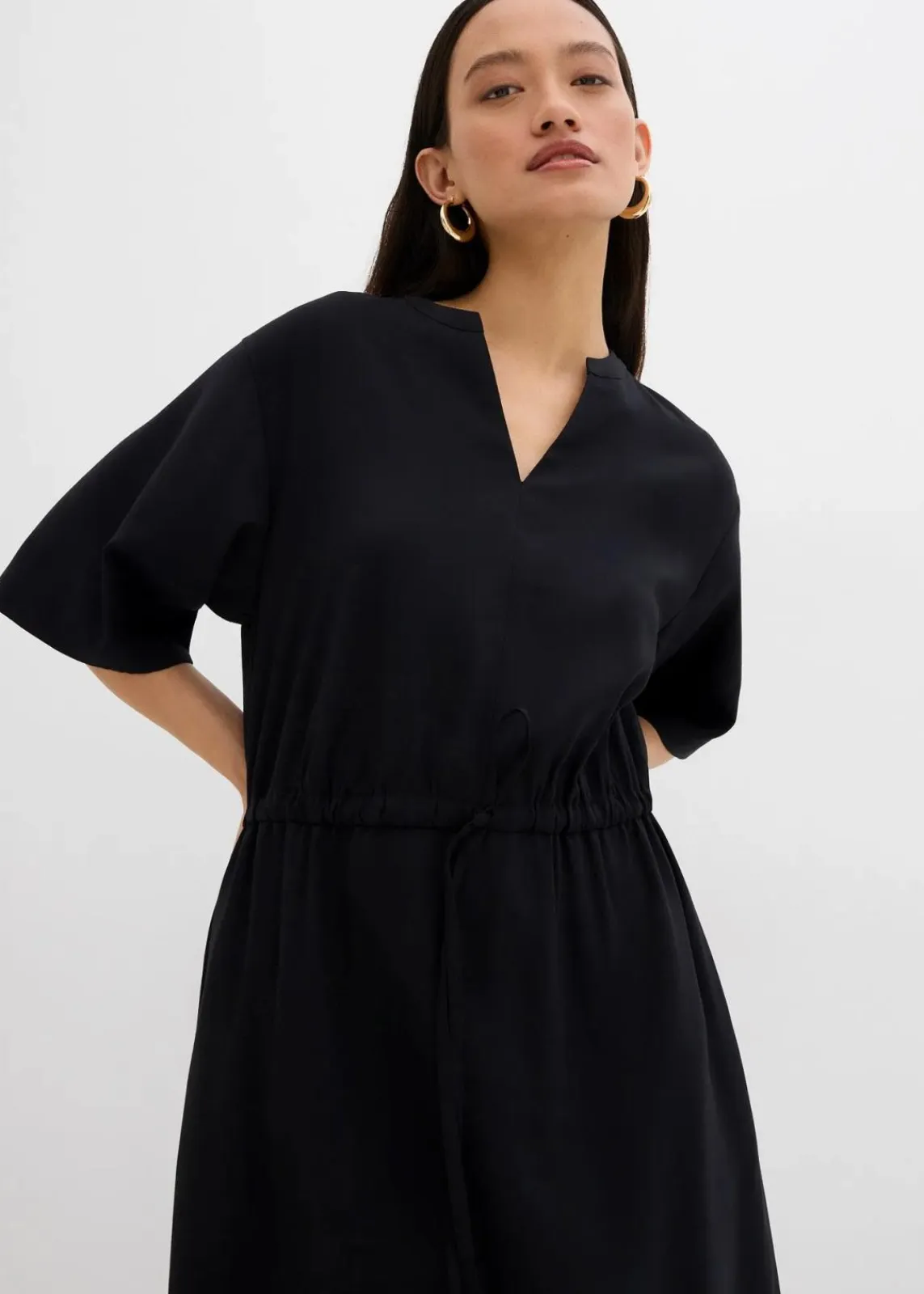 bonprix Bekleidung·Pullover & Strickjacken|Kleider^Kaftan-Kleid aus feiner Viskose schwarz