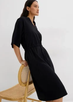 bonprix Bekleidung·Pullover & Strickjacken|Kleider^Kaftan-Kleid aus feiner Viskose schwarz