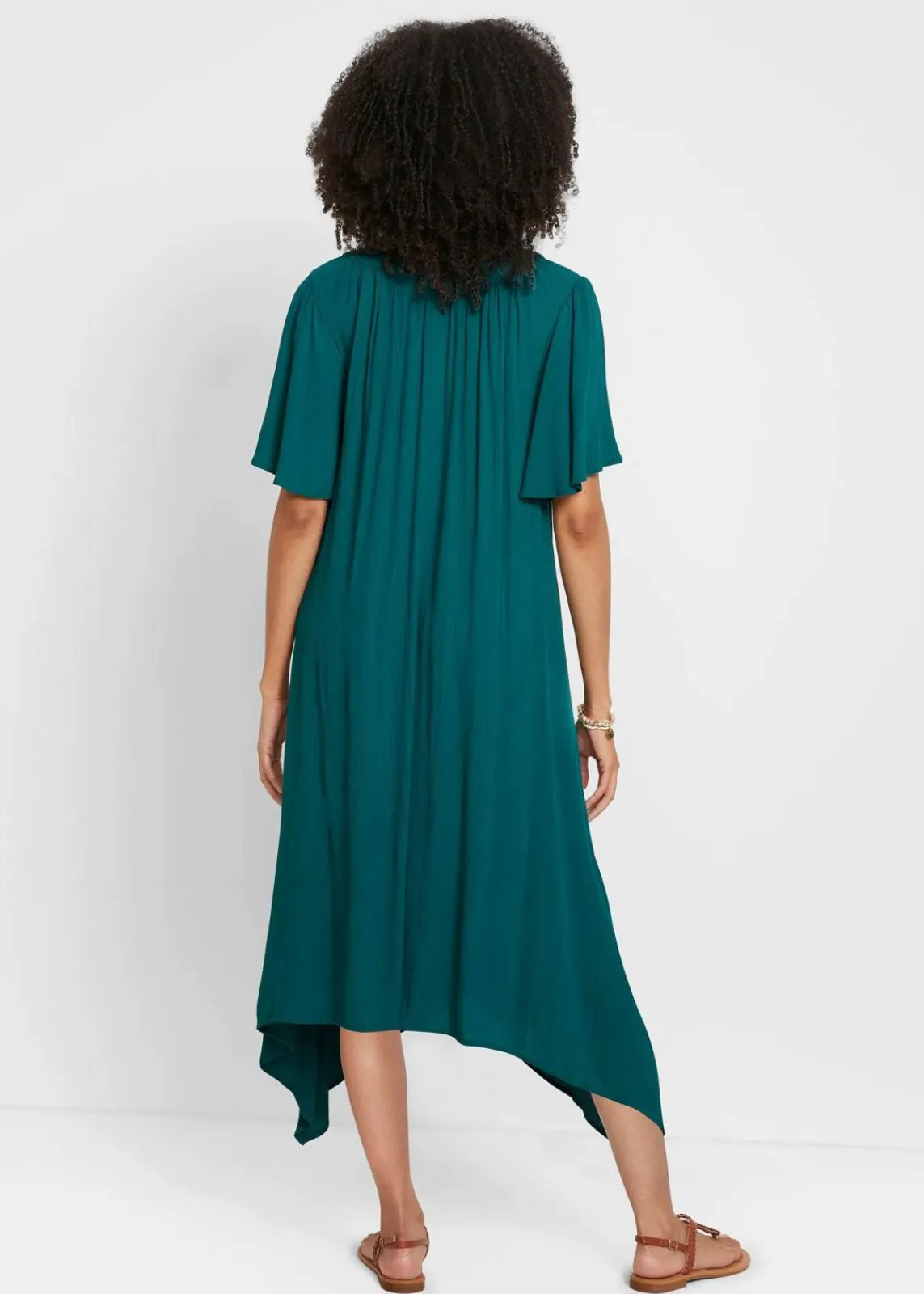 bonprix Bekleidung·Pullover & Strickjacken|Kleider^Kaftan-Kleid aus Kreppware petrol