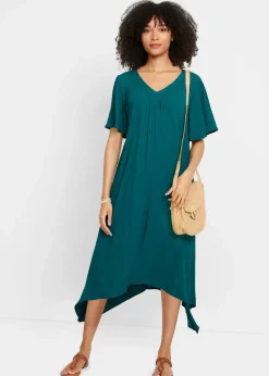 bonprix Bekleidung·Pullover & Strickjacken|Kleider^Kaftan-Kleid aus Kreppware petrol