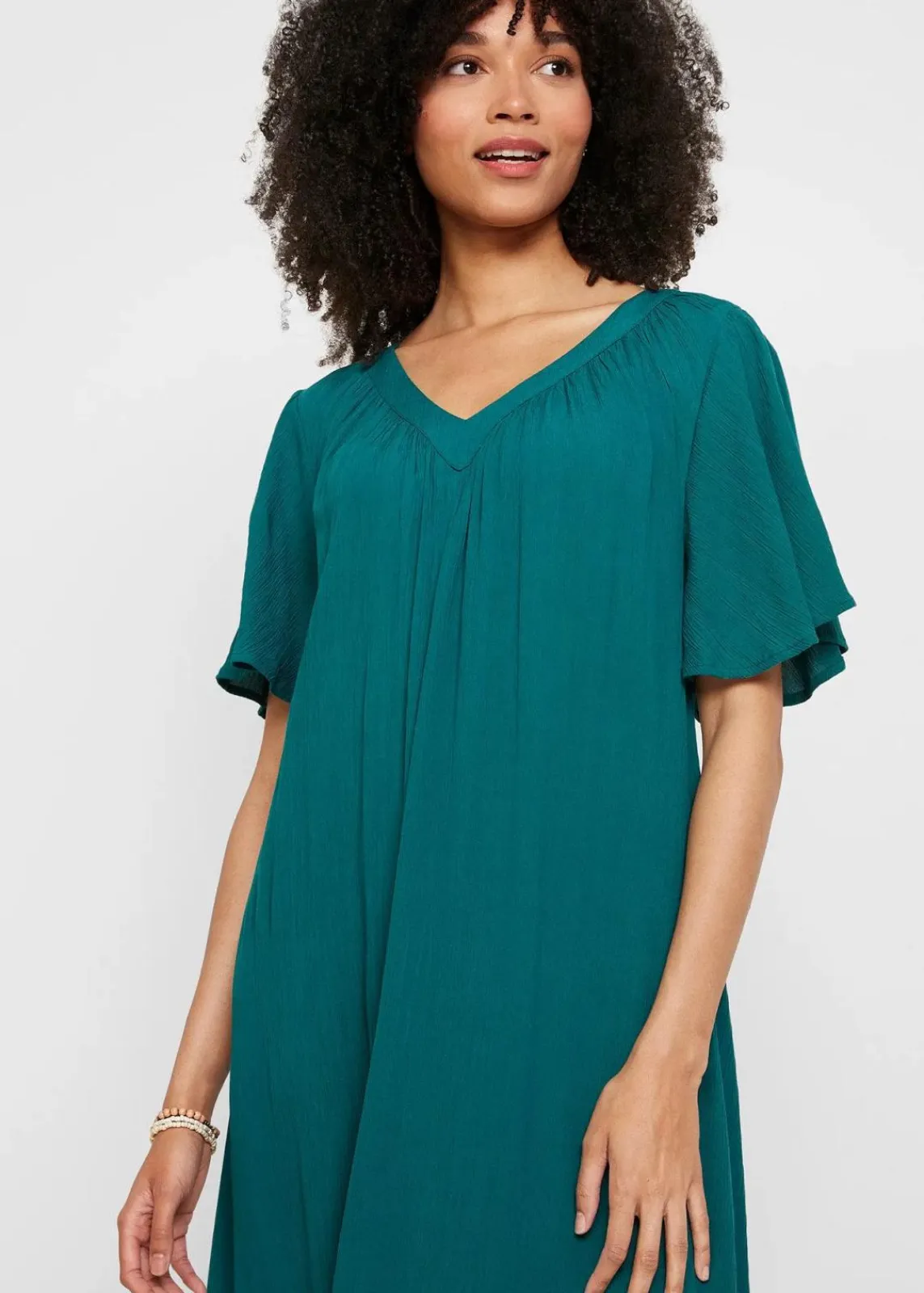 bonprix Bekleidung·Pullover & Strickjacken|Kleider^Kaftan-Kleid aus Kreppware petrol