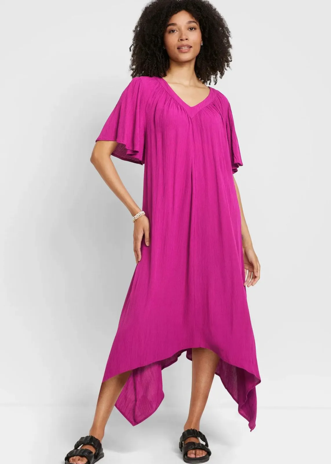 bonprix Kleider|Bekleidung·Pullover & Strickjacken^Kaftan-Kleid aus Kreppware violettorchidee