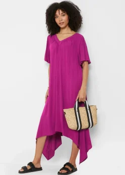 bonprix Kleider|Bekleidung·Pullover & Strickjacken^Kaftan-Kleid aus Kreppware violettorchidee