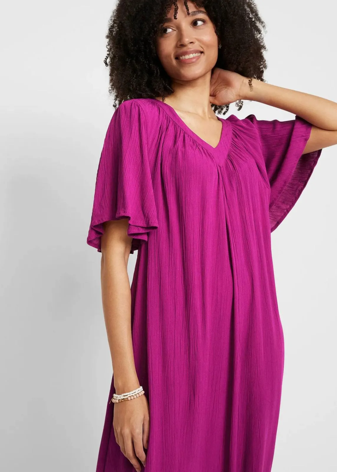 bonprix Kleider|Bekleidung·Pullover & Strickjacken^Kaftan-Kleid aus Kreppware violettorchidee