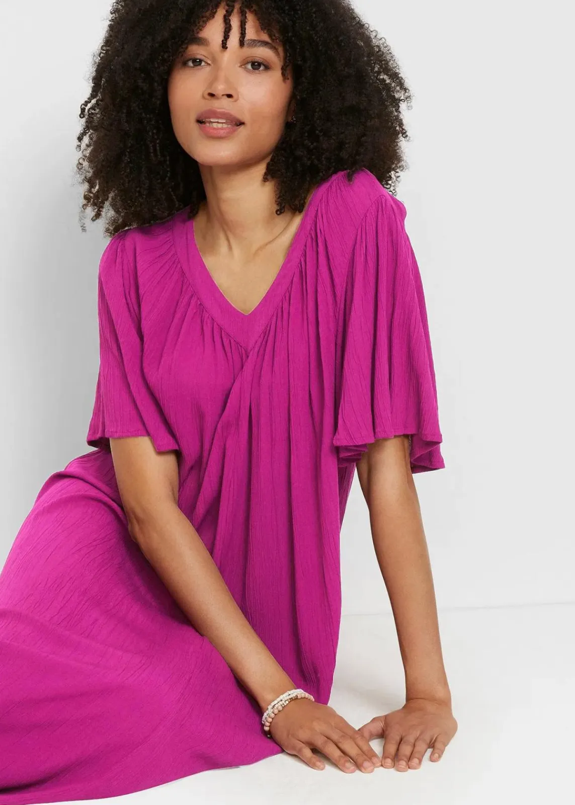 bonprix Kleider|Bekleidung·Pullover & Strickjacken^Kaftan-Kleid aus Kreppware violettorchidee