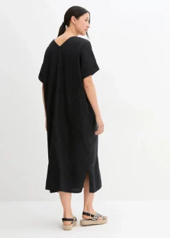 bonprix Bekleidung·Pullover & Strickjacken|Kleider^Kaftan-Kleid aus reinem Leinen schwarz