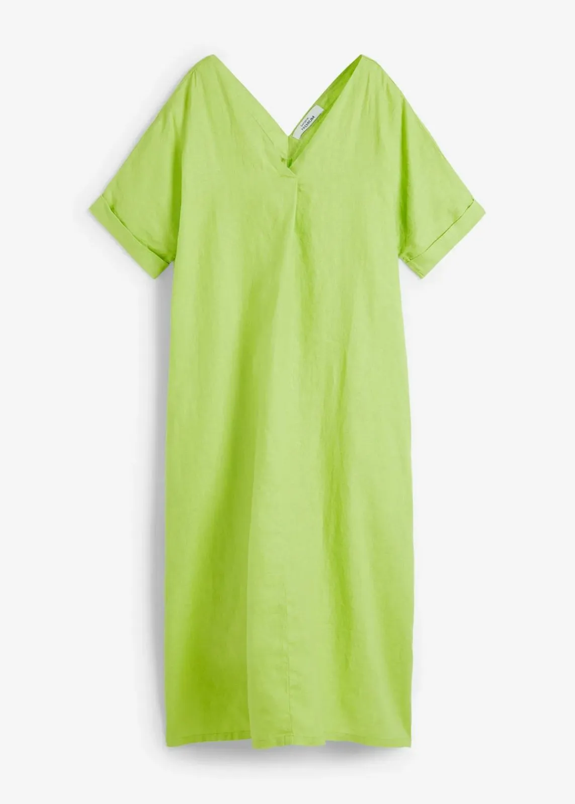 bonprix Nachhaltigere Materialien|Premium^Kaftan-Kleid aus reinem Leinen limonengrün
