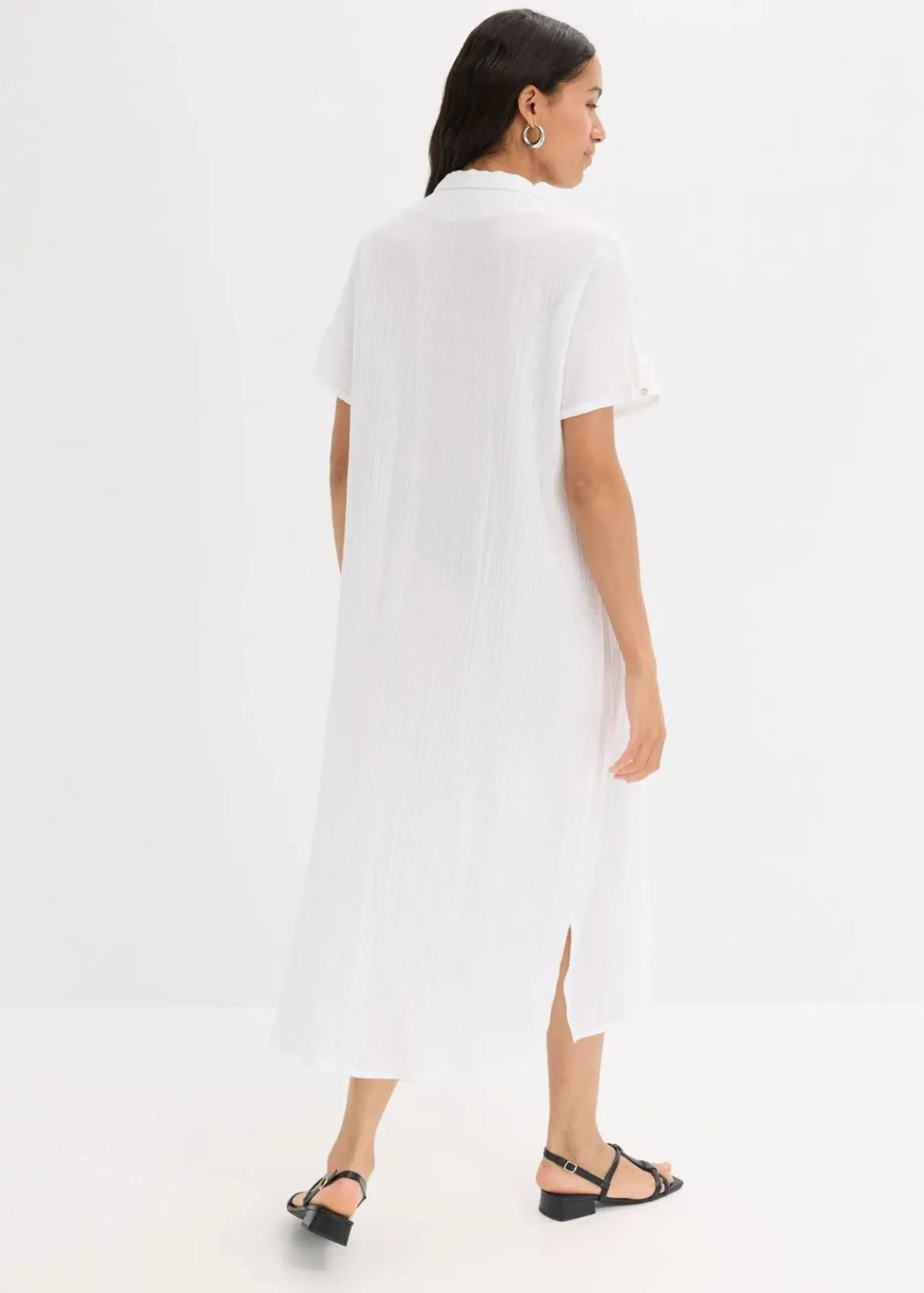 bonprix Kleider|Bekleidung·Pullover & Strickjacken^Kaftan-Kleid aus weichem Musselin weiß