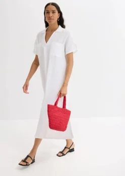 bonprix Kleider|Bekleidung·Pullover & Strickjacken^Kaftan-Kleid aus weichem Musselin weiß