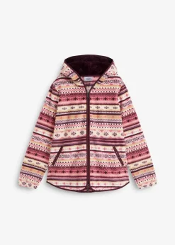 bonprix Jacken & Mäntel|Sweat^Kapuzen-Fleecejacke mit Norweger-Muster beerensorbet norwegermuster