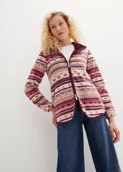 bonprix Jacken & Mäntel|Sweat^Kapuzen-Fleecejacke mit Norweger-Muster beerensorbet norwegermuster