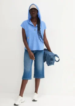 bonprix Shirts & Tops^Kapuzen-Henleyshirt mittelblau