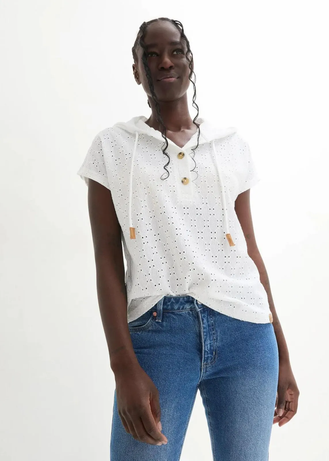bonprix Shirts & Tops^Kapuzen-Henleyshirt weiß